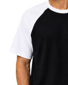 Manufacturer Black And <b>White</b> Raglan T Shirt For Men Short Sleeve Crew Neck Cotton <b>Tee</b> Custom Casual Streetwear Color Block Top - Product Image 3