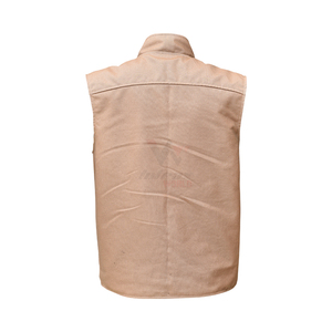 Chaleco de Lona para Hombre con Cierre de Cremallera, Bolsillos de Cuero, Estilo Casual de Otoño, Diseño con Cuello en V, Color Sólido, Chaleco Utilitario - Product Image 2