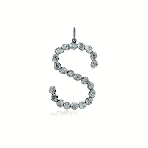 Colgante de Letra S con Diamante Natural, Plata de Ley 925 Oxidada, Alfabeto de la A a la Z, Amuleto Personalizado, Joyería al por Mayor - Product Image 1