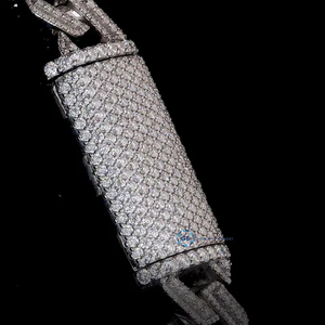 Wholesale Price 20mm 22mm S925 Cuban Link Chain White Gold 3Rows Shape Hip Hop Jewelry <b>Iced</b> <b>Out</b> Moissanite Cuban Chain Necklace - Product Image 4