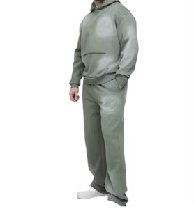 Conjunto Deportivo con Capucha para Hombre, Color Sólido, Sudadera de Manga Larga y Pantalones, 100% Algodón, Transpirable, Ropa Casual de Otoño - Product Image 5