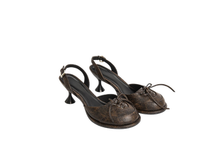 Pumps à bride arrière en PU noir avec bout rond, talon fin de 5 cm, semelle extérieure en caoutchouc respirante et antidérapante, à porter toute l'année - Product Image 2
