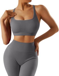 <b>Women</b> Performance <b>Compression</b> <b>Leggings</b> Adjustable Sports Bra Running Gym Activewear Set - Product Image 2
