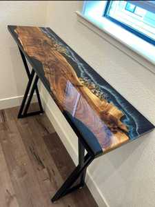 Mesa de Centro de Resina y Madera Maciza Hecha a Mano, Mesa de Entrada Moderna de Primera Calidad, Muebles de Interior de Lujo - Product Image 2