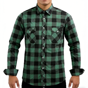 Chemise à carreaux décontractée à manches longues pour hommes de haute qualité, col montant, haut formel pour le bureau - Product Image 4