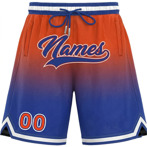 Shorts de basketball personnalisés en mesh sublimé pour hommes, couleur dégradée, respirants, style sportif, taille élastique avec logo et numéro - Product Image 4