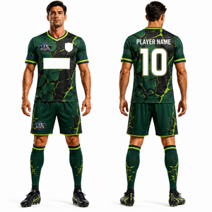Maillot et short de football personnalisés en tissu mesh extensible, impression par transfert thermique, numéro personnalisé, vêtements de sport - Product Image 1