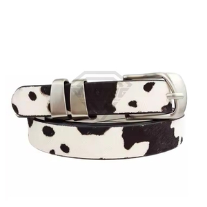 Ceinture en cuir véritable à imprimé vache, style western, avec fourrure de poney, accessoire de mode en gros pour fabricants de vêtements Power World - Product Image 2