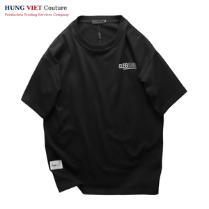 T-shirt en tricot extensible dans les 4 sens unisexe respirant et confortable avec un motif solide imprimé en soie pour l'été-Fabriqué au Vietnam - Product Image 2