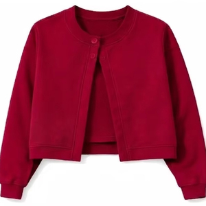 Cárdigan Casual Personalizado para Mujer, Estampado por Transferencia Térmica, Manga Larga, Cuello Redondo, Color Sólido, Tejido de Poliéster/Algodón, Botones Delanteros - Product Image 1