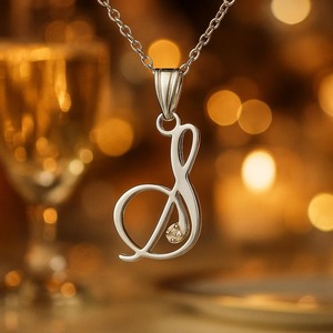 Customize <b>Pendant</b> Diamond Letter S <b>Initial</b> <b>Pendant</b> Necklace Dainty Monogram Necklace 10K 14K 18K Gold or 925 <b>Silver</b> & Gold - Product Image 5