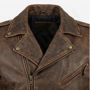 Chaqueta de cuero para hombre NAI-0504A, estilo clásico de motociclista, ropa exterior protectora para montar en moto, color personalizable. - Product Image 4