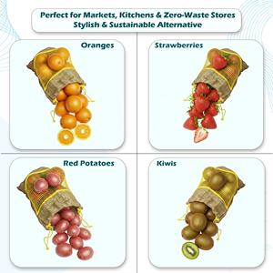 Jute Mesh <b>Drawstring</b> <b>Bag</b> 31x21cm Capacity upto1.5 kg Strong Stitch Breathable Window Weaving Secure Closure Reusable Storage <b>Bag</b> - Product Image 6