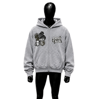 Sweat à capuche zippé Cash Talk Graphic gris, coupe oversize, style streetwear vintage, motif Money Dice Racing Eight Ball, mode urbaine décontractée