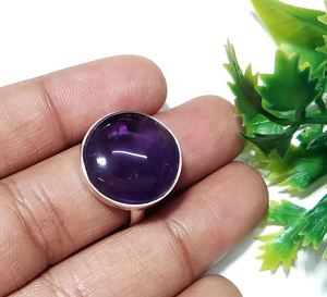 Natural Amethyst <b>Ring</b> 925 Sterling <b>Silver</b> Handmade Round Cabochon Gemstone <b>Ring</b> <b>Adjustable</b> Statement <b>Ring</b> for Women - Product Image 6