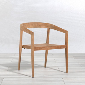 Ensemble de salle à manger en teck massif avec sièges en mousse souple supplémentaires recouverts d'un tissu imperméable de couleur bois naturel pour l'extérieur - Product Image 6