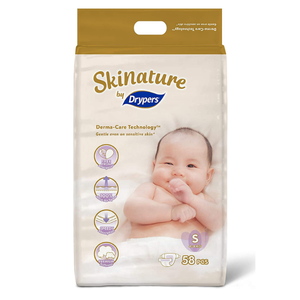 Pañales Drypers Skinature Premium para bebés y niños pequeños, talla S (4x58 unidades) - Product Image 1