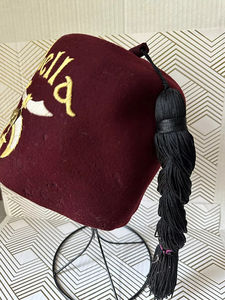 Chapeau Fez Vintage Shriners en Laine Bordeaux avec Pompon et Épingles, Chapeau Maçonnique de Haute Qualité, Personnalisé, Meilleure Vente, Très Demandé - Product Image 3