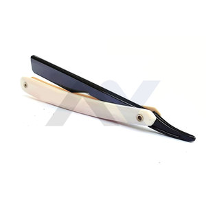 Men Barber Shaving Razor Salon <b>Plastic</b> Handle Folding Straight Shaving Razor Smooth Beard Hair Removal Grooming - Product Image 1