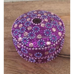 Boîte à bijoux, boîte à cadeaux, boîte à dragées pour mariage, artisanat indien de qualité, boîte à bijoux colorée avec perles et paillettes en laque - Product Image 6