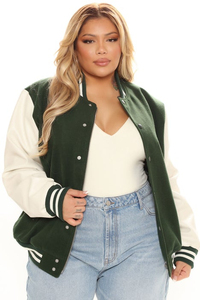 Chaquetas de béisbol deportivas personalizadas para mujer de fabricantes OEM, ropa de moda duradera con mangas de cuero, chaquetas Letterman en venta - Product Image 2