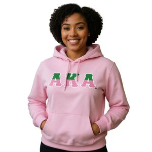 Sweat-shirt à capuche rose avec broderie de lettres vertes et roses, sweat-shirt à capuche en polaire à manches longues, poche kangourou, décontracté, unisexe - Product Image 1