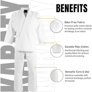 Martial Arts Uniform 100% Cotton Karate Traditional Chinese Training Shorts Stretch V <b>Neck</b> - Product Image 3