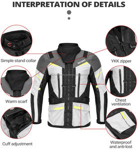 ชุดแจ็กเก็ตกเก็ตมอเตอร์ไซด์สำหรับแข่งรถมอเตอร์ไซค์, ชุดป้องกันแบบสวมป้องกันยูวีกันน้ำระบายอากาศได้ดี - Product Image 2