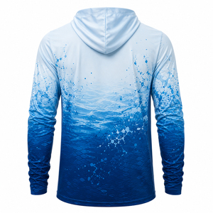 Sudadera con Capucha de Manga Larga para Hombre, Diseño Moderno, Impresión por Sublimación, Secado Rápido, UPF 50, Ropa de Pesca, Patrón Degradado Azul, Camiseta Deportiva para Exteriores - Product Image 3
