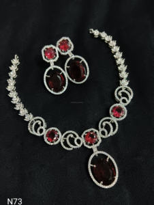 Conjunto de joyería nupcial de diamante americano clásico, collar y pendientes de dos piezas para boda, estilo clásico de moda - Product Image 2