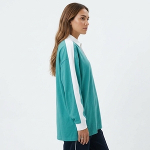 <b>Women's</b> <b>Long</b> <b>Sleeve</b> <b>Polo</b> <b>Shirt</b> Turn Down Collar Loose Fit <b>Polo</b> <b>Shirts</b> Casual 100% Cotton Polyester Drop Shoulder <b>Polo</b> <b>Shirts</b> Men - Product Image 4