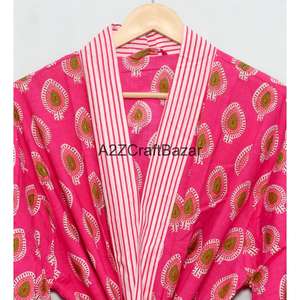 Ropa de Dormir de Algodón de Lujo, Kimono Largo con Estampado Floral, Transpirable, para Todas las Temporadas, Regalo de Navidad Perfecto para Mujer - Product Image 4