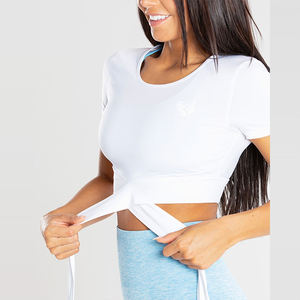 Top Corto Deportivo de Verano para Mujer, 100% Algodón, Ligero, Ajustado, Cómodo, de Secado Rápido y Elástico, con Cuello en V - Product Image 4