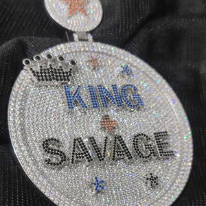 จี้เพชรเลี้ยงในห้องปฏิบัติการสำหรับผู้ชาย เงินแท้ 925 รุ่น King Savage จี้แบบกำหนดชื่อได้ สร้อยคอประดับเพชรหรูหรา ของขวัญเครื่องประดับสุดหรู - Product Image 5