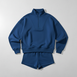 Women's <b>Hoodie</b> and Shorts Tracksuit Set <b>Lightweight</b> fleece Casual Two Piece set Custom Logo <b>hoodie</b> short set - Product Image 4