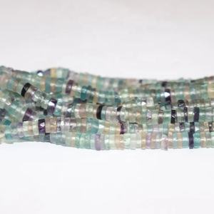 Cuentas DE FORMA DE NEUMÁTICO facetado de fluorita Natural 5,5-6 MM 16 pulgadas cuentas Heishi de corte de rueda para la fabricación de joyas - Product Image 1