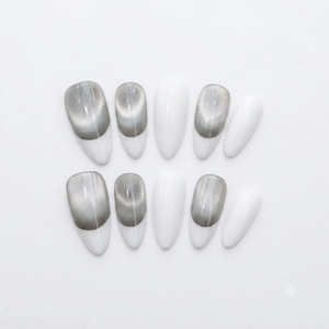 Almendra Nail Acrílico Blanco puro Minimalista Cool Overture Finger Diseño prediseñado - Product Image 1