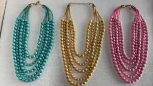 สร้อยคอประดับมุกเทียมหุ้มผ้าทำมือหลายชั้น ดีไซน์โบฮีเมียนรูปผีเสื้อ หลายเส้น สร้อยคอแฟชั่น ของขวัญ เครื่องประดับ - Product Image 4