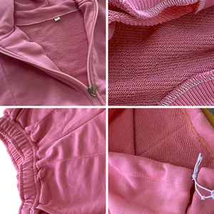 Ensemble de survêtement à capuche pour femme, manches longues, couleur unie, coupe décontractée ample avec poches latérales, taille élastique, coton mi-lourd, automne - Product Image 4