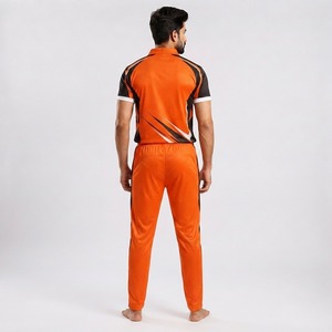 Uniforme de Cricket Naranja y Negro para Hombre con Diseño de Rayas Diagonales, Ropa Deportiva Transpirable de Poliéster, Precio al por Mayor - Product Image 2
