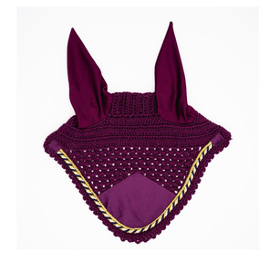 Voile anti-mouches pour cheval en coton tricoté respirant de haute qualité avec oreilles, bonnet de tête pour cheval au crochet - Product Image 1