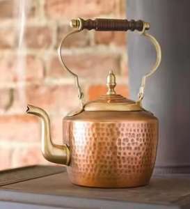 Ensemble de théière en émail peinte à la main avec tasses en verre, plateau en bois, théière florale colorée, ensemble de service, décoration de cuisine, cadeau - Product Image 6