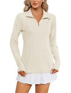Chemises de golf pour femmes à manches longues, couleur unie, UPF50+, séchage rapide, légères, 92% polyester, 8% élasthanne - Product Image 3