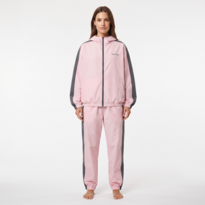 Women's Oversize Full <b>Zip</b> Cropped Tracksuit Set Long Sleeve Contrast Sweatshirt Side Stripe Drawstring Pants with Pockets - Product Image 5