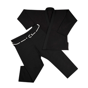 Kimono de judo noir 100% coton, extensible, antibactérien, séchage rapide, respirant, léger, avec ceinture blanche - Product Image 5