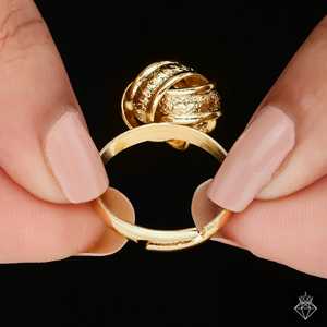 Prao แหวนวงแหวนหมุนสีทองป้องกันการเสื่อมเสียปรับขนาดได้สินค้าเครื่องประดับชั้นดี - Product Image 1