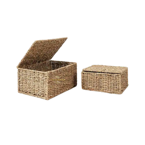 Biodegradable Seagrass Waste Basket Eco Friendly Woven Trash <b>Bin</b> For Office Study Room Natural Material Home Improvement Vietcho - Product Image 3