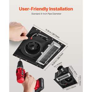 Premium DC Motor <b>Bathroom</b> Exhaust <b>Fan</b> Light <b>Heater</b> 80-90-110 CFM 1500W Vent 1.5 Sones Low-Noise Ceiling <b>Fan</b> for <b>Bathroom</b> Laundry - Product Image 4