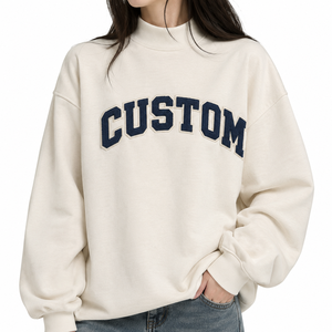 <b>Women</b> Oversized Mockneck <b>Fleece</b> <b>Top</b> Loose Casual Pullover Streetwear Fashion Custom OEM Wholesale Apparel Clothing Collection - Product Image 1