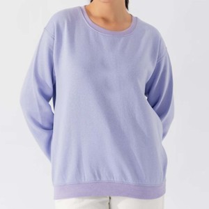 Sweat-shirt violet oversize en jersey, grande taille, à épaules tombantes, à capuche, couleur unie, manches longues, doublé, pour l'été, le printemps et l'automne - Product Image 1